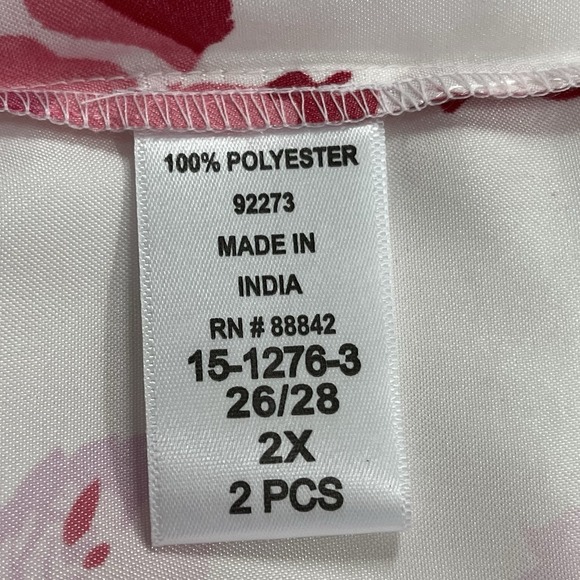 Amoureuse Plus Size 3X Floral 2 Piece Pajama Intimate Sleep Wear Red Women - Picture 8 of 12